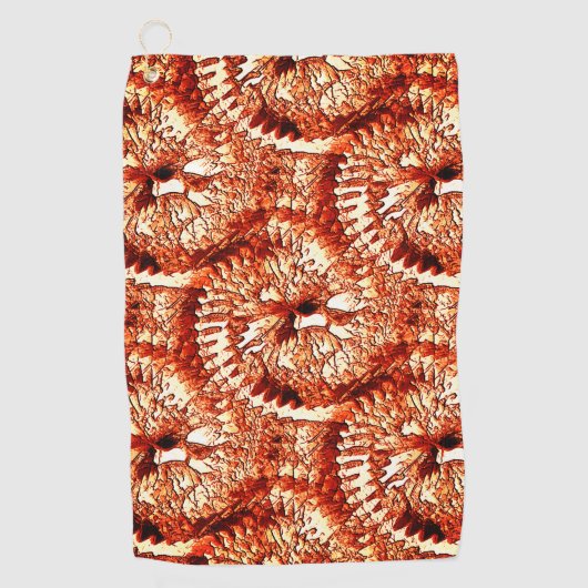 赤い素朴サンゴのロゼットを刻んだ反復 ゴルフタオル (正面)