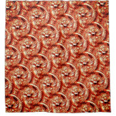 赤い素朴サンゴのロゼットを刻んだ反復 シャワーカーテン (正面)