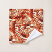 赤い素朴サンゴのロゼットを刻んだ反復 バスタオルセット (ウォッシュタオル)