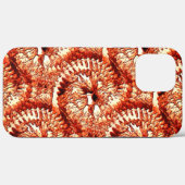 赤い素朴サンゴのロゼットを刻んだ反復 Case-Mate iPhoneケース (裏面 (横))
