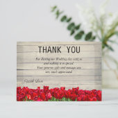 赤い素朴チューリップのサンキューカード 招待状 (スタンド正面)