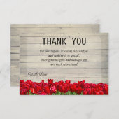赤い素朴チューリップのサンキューカード 招待状 (正面/裏面)