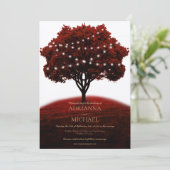 赤い素朴ツリー文字列ライト結婚式招待状 招待状 (スタンド正面)