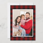 赤い素朴バッファローのチェック写真コラージクリスマス シーズンカード (裏面)