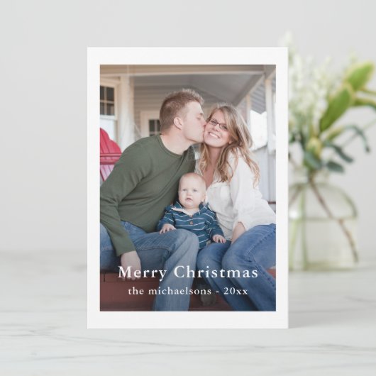 赤い素朴バッファローのプレイドのクリスマスフォト シーズンカード