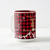 赤い素朴バッファロープレイドトナリークリスマスマグ マグカップ (正面左)
