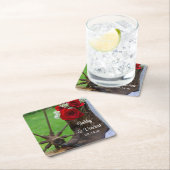 赤い素朴バラとカウボーイブーツ西結婚の スクエアペーパーコースター (インサイチュ)