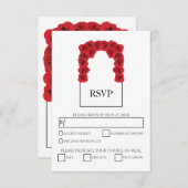 赤い素朴バラの食事オプションウェディングRSVPカード 出欠カード (正面/裏面)