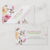 赤い素朴バラ白い背景の美容 名刺 (正面/裏面)