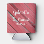 赤い素朴バーンウッドカントリーの結婚式の好意 缶クーラー (正面)