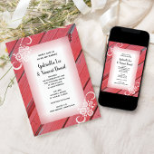 赤い素朴バーンドウッドホワイトフラワーズカントリーウェディング 招待状