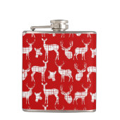 赤い素朴ビニールフラスコに白い鹿を包まれた乗せる フラスク (正面)