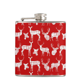 赤い素朴ビニールフラスコに白い鹿を包まれた乗せる フラスク