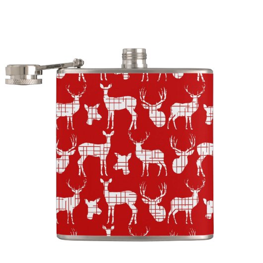 赤い素朴ビニールフラスコに白い鹿を包まれた乗せる フラスク (オープン)