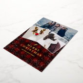 赤い素朴プライドのフランネルのヤドリギ雪3枚 箔シーズンカード (回転した状態)