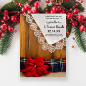 赤い素朴ポインセチアの冬は日付を保存 招待状