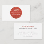 赤い素朴モノグラムの矢印の円 名刺 (正面/裏面)