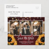 赤い素朴ライトひまわり3写真デートを保存 案内ポストカード (正面/裏面)