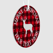 赤い素朴ランバージャックバッファローのプリッドディアーのクリスマス オーナメント (正面)