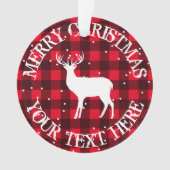 赤い素朴ランバージャックバッファローのプリッドディアーのクリスマス オーナメント (正面)