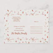 赤い素朴リボンのメリークリスマスフォト シーズンポストカード (裏面)