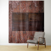 赤い素朴レンガの木のドアのパーティー背景を表示 タペストリー (インサイチュ)