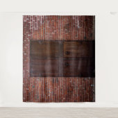 赤い素朴レンガの木のドアのパーティー背景を表示 タペストリー (正面)