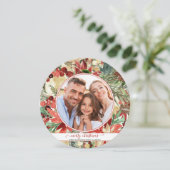 赤い素朴休日フローラクリスマスフォト シーズンカード (スタンド正面)