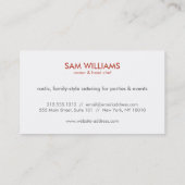 赤い素朴円のロゴ(ケータリング、ベーカリー) 名刺 (裏面)