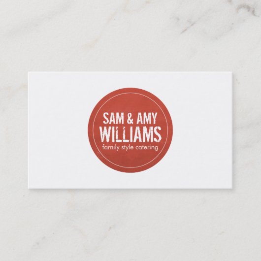 赤い素朴円のロゴ(ケータリング、ベーカリー) 名刺 (正面)