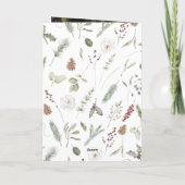 赤い素朴弓の手でレターウィンターウェディングフォト カード (裏面)