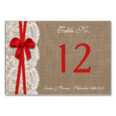 赤い素朴弓の結婚収集表番号 テーブルナンバー (裏面)