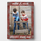 赤い素朴木動揺して材文字フォトフレーム フォトプラーク (正面)