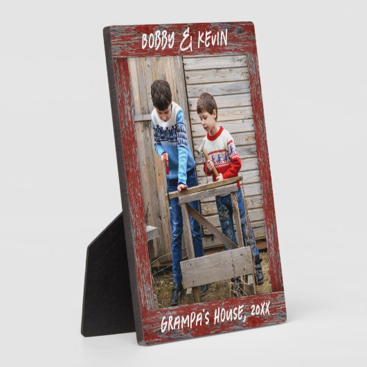 赤い素朴木動揺して材文字フォトフレーム フォトプラーク (側面)