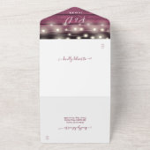 赤い素朴木材ストリングライトフローラの結婚数 オールインワン招待状 (外側)