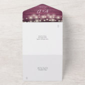 赤い素朴木材ストリングライトフローラの結婚数 オールインワン招待状 (外側)