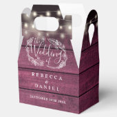 赤い素朴木材ストリングライトフローラの結婚数 フェイバーボックス (オープン)