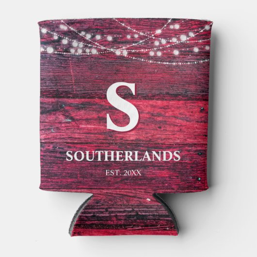 赤い素朴木製ストリングライトファミリ 缶クーラー (正面)