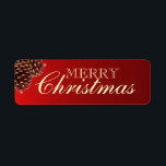 赤い素朴松のコーンMerry Christmasラベル ラベル<br><div class="desc">その他のクリスマスラベル楽しむ:</div>