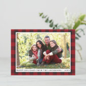 赤い素朴格子戸ハッピーホリデーズファミリーフォト シーズンカード (スタンド正面)