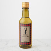 赤い素朴格子戸メリークリスマスクラフトミニ ワインラベル (正面)