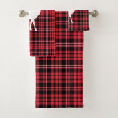 赤い素朴格子模様のクリスマス バスタオルセット (インサイチュ)