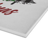 赤い素朴格子模様のメリークリスマスツリーズカスタム カッティングボード (角)