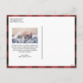 赤い素朴格子模様のメリークリスマスフォト シーズンポストカード (裏面)