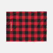 赤い素朴格子模様の休日パーソナライズされた フリースブランケット (正面(横))