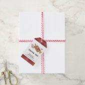 赤い素朴格子模様の国ベビーQ赤ちゃんシャワー ギフトタグ (より糸付き)