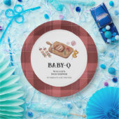 赤い素朴格子模様の国ベビーQ赤ちゃんシャワー ペーパープレート (パーティー)