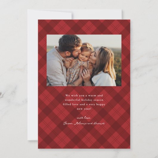 赤い素朴格子模様2枚の写真 シーズンカード (裏面)