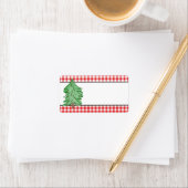 赤い素朴格子緑の松の木のクリスマ空白のス ラベル (インサイチュ)