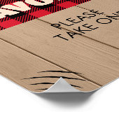 赤い素朴格子縞の赤ちゃんシャワーの好意 ポスター (角)